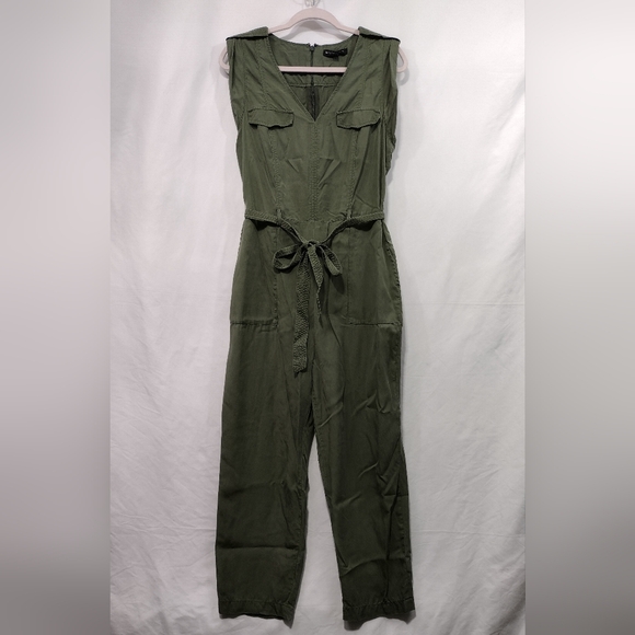 Banana Republic Classic Utility Jumpsuit Women's 14 Army Green Baggy Lagenlook - Picture 2 of 9